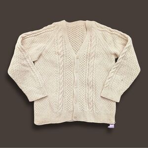 Vintage Men’s V-Neck Eclectic Grandpa Fisherman Core Wool Button Down Cardigan